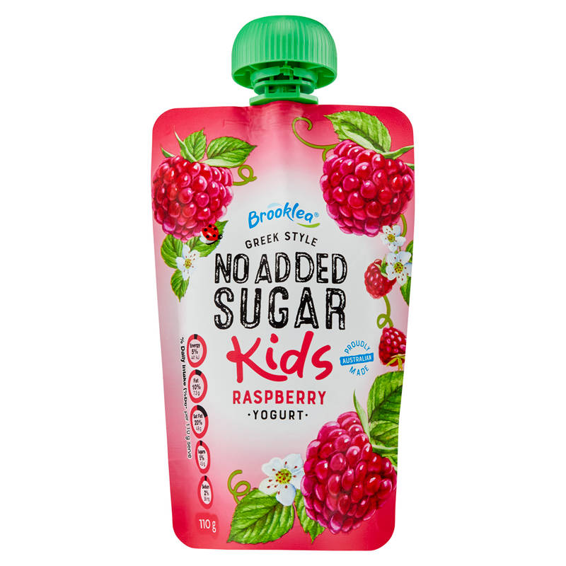 BROOKLEA No Added Sugar Raspberry Yogurt Pouch 110g