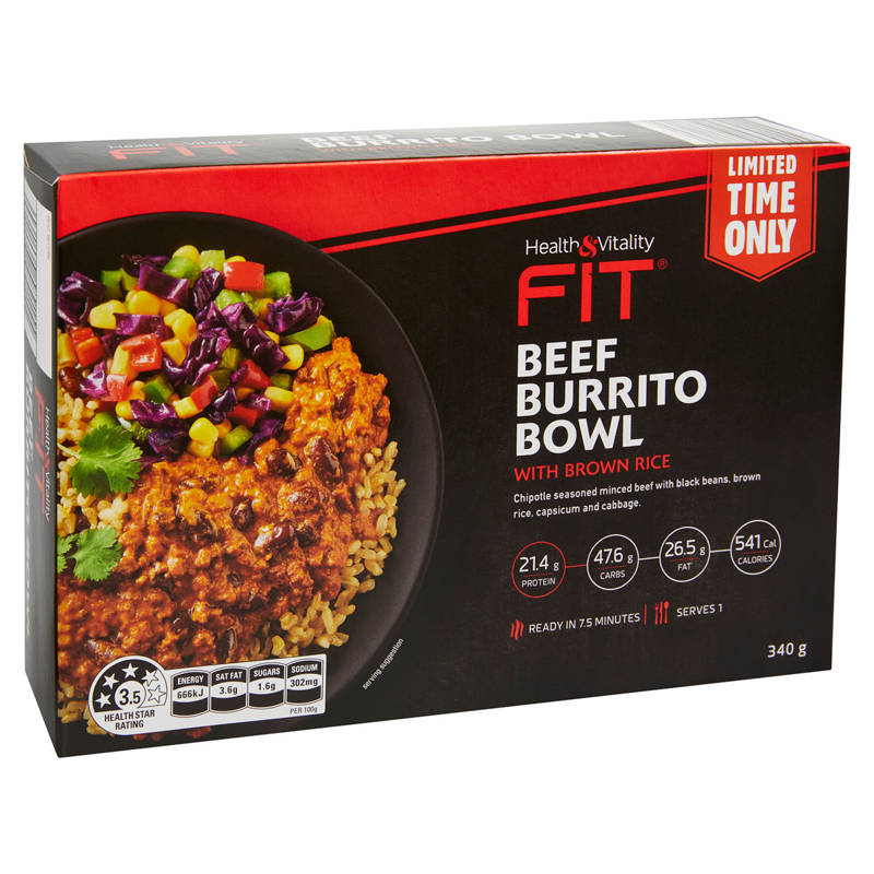 HEALTH & VITALITY FIT Beef Burrito Bowl 340g