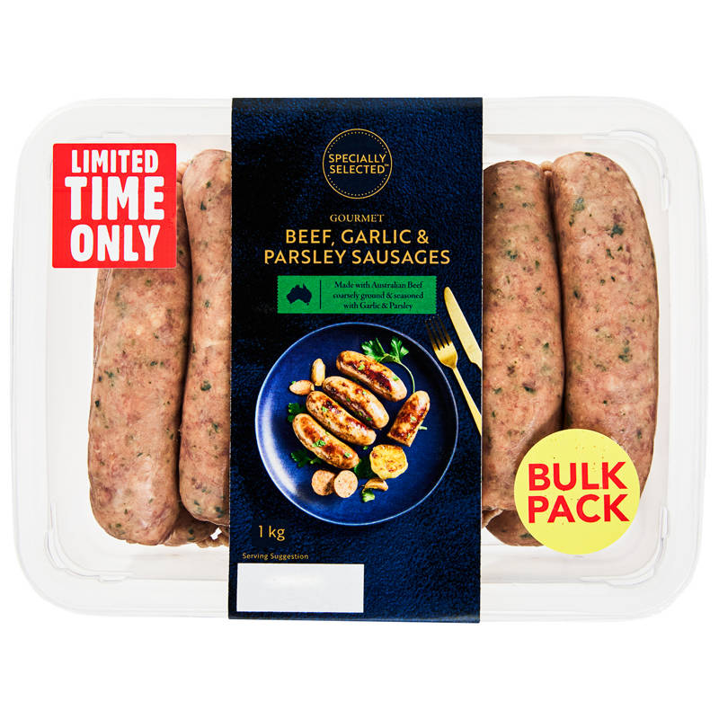 SPECIALLY SELECTED Garlic & Parsley Beef Sausages 1kg
