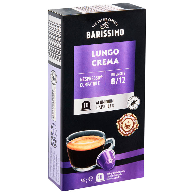 BARISSIMO Lungo Crema Coffee Capsules 10 Pack 55g