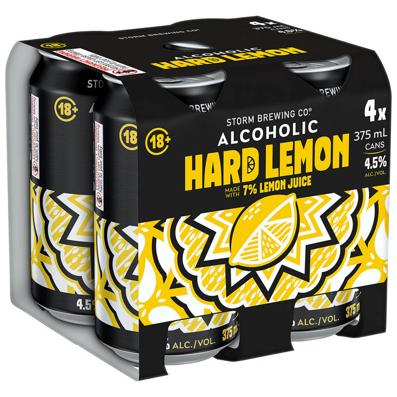 Alcoholic Lemon 4.5% Can 4 Pack 375ml