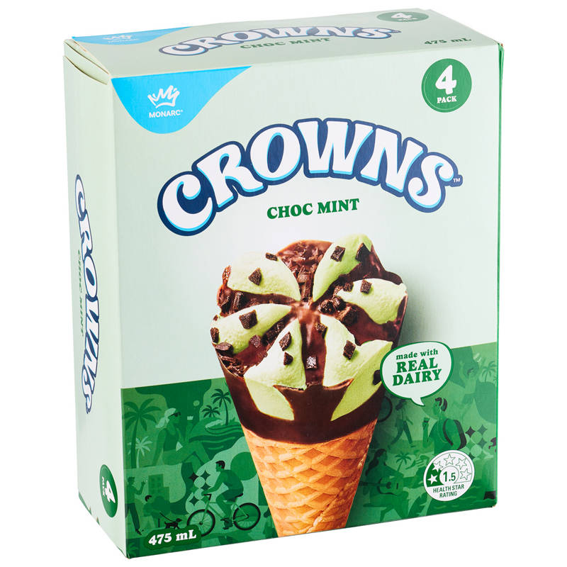 MONARC CROWNS Choc Mint Cones 4 Pack 475ml