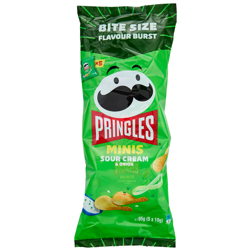 PRINGLES Mini's Sour Cream & Onion Potato Chips 5 Pack 19g