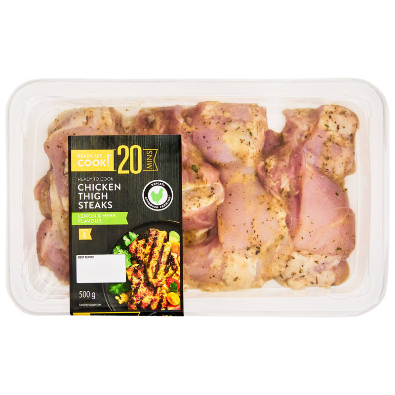 READY, SET…COOK! Lemon & Herb Marinated Chicken Thigh Steaks 500g
