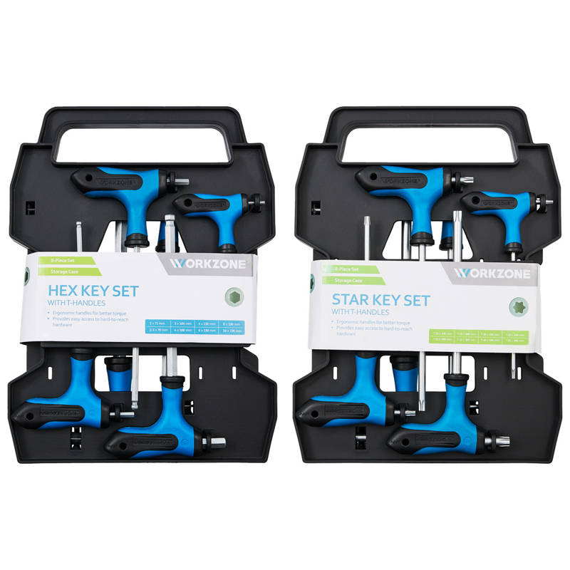 WORKZONE 8 Piece T-Handle Hex or Star Key Sets