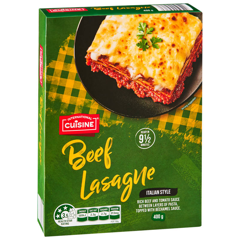 INTERNATIONAL CUISINE Beef Lasagne 400g
