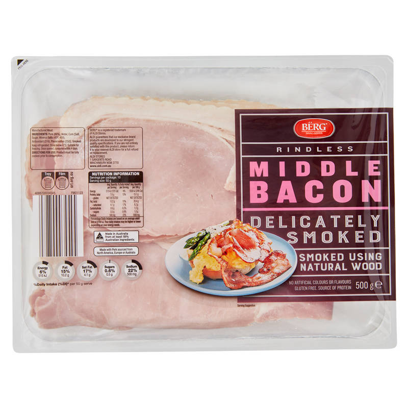 BERG Middle Bacon Rindless 500g