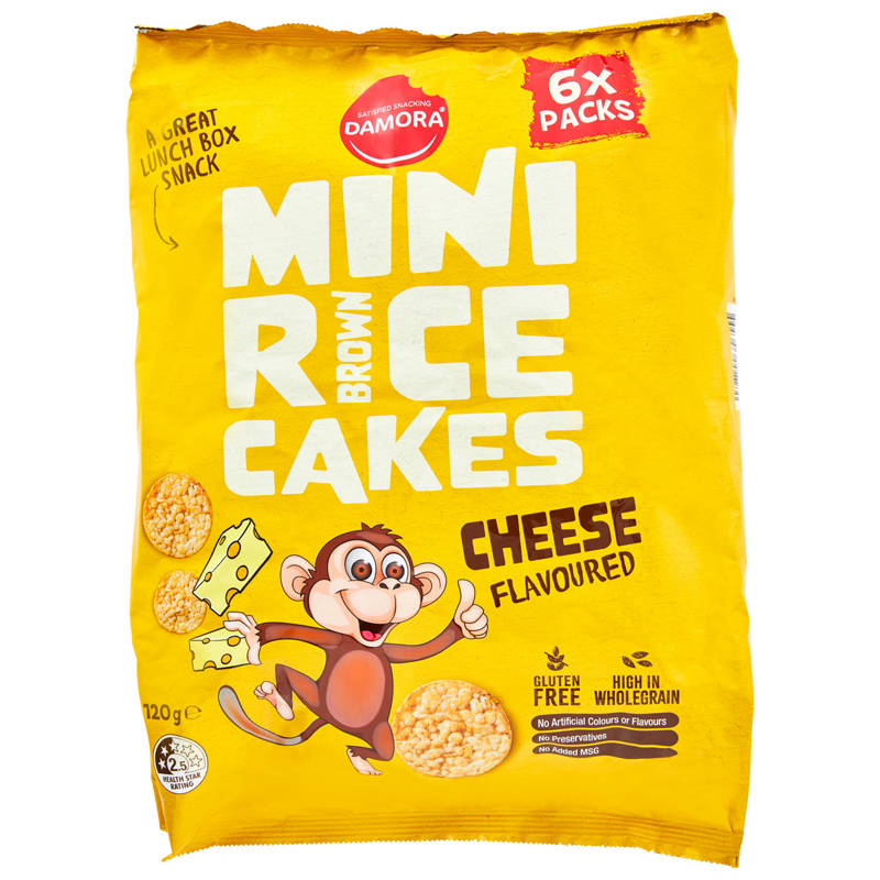DAMORA Mini Rice Cakes Cheese 6 Pack 120g