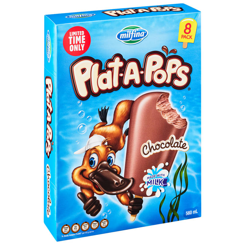 Plat-A-Pops Chocolate 8 Pack 560ml