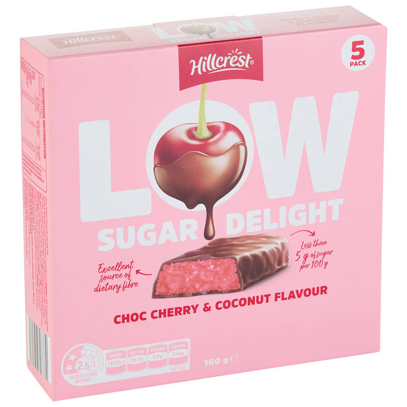 Low Sugar Delight Bars Choc Cherry & Coconut 5 Pack 160g