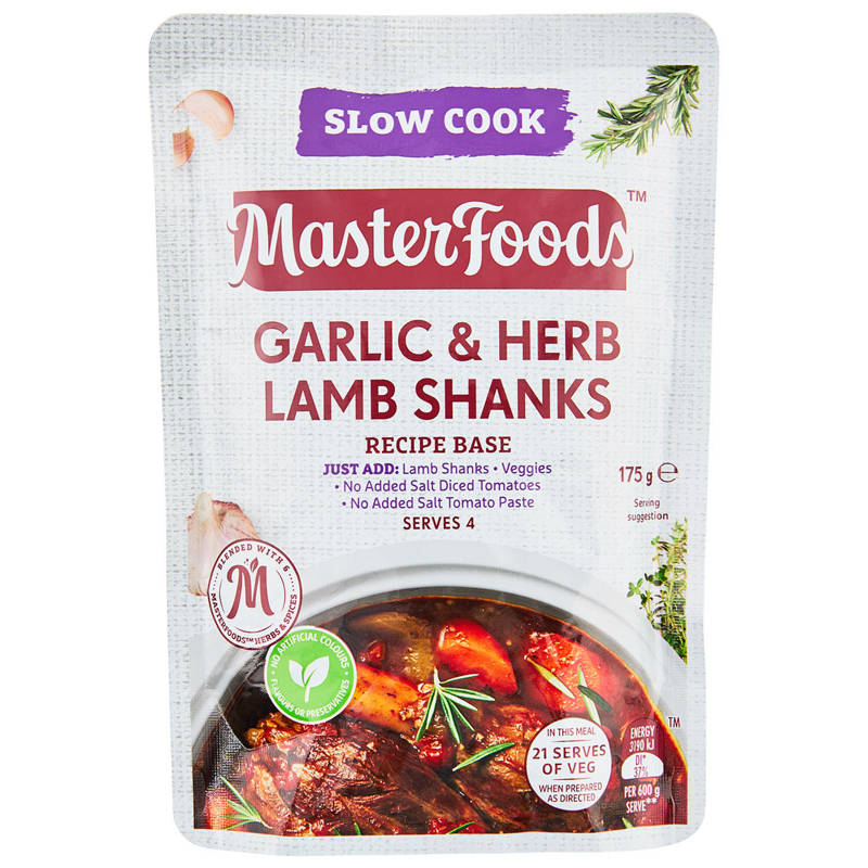 MASTERFOODS Garlic & Herb Lamb Shanks Recipe Base 175g
