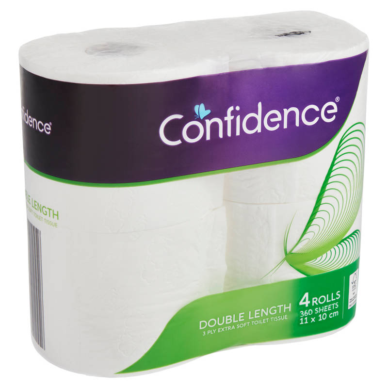 CONFIDENCE Toilet Tissue Double Length 3 Ply 4 Pack