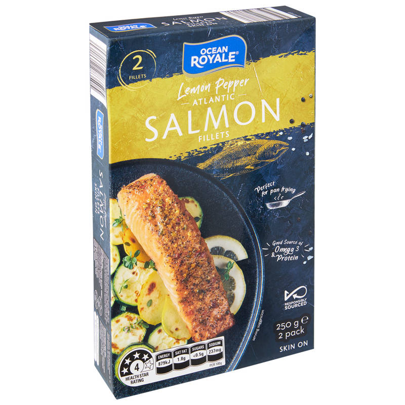 OCEAN ROYALE Lemon Pepper Atlantic Salmon Fillets 250g