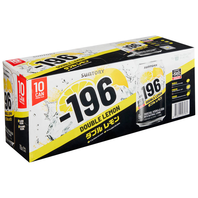 SUNTORY -196 C Vodka Soda Double Lemon 10 Pack 330ml
