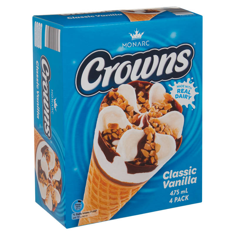 Classic Vanilla Cones 4 Pack 475ml