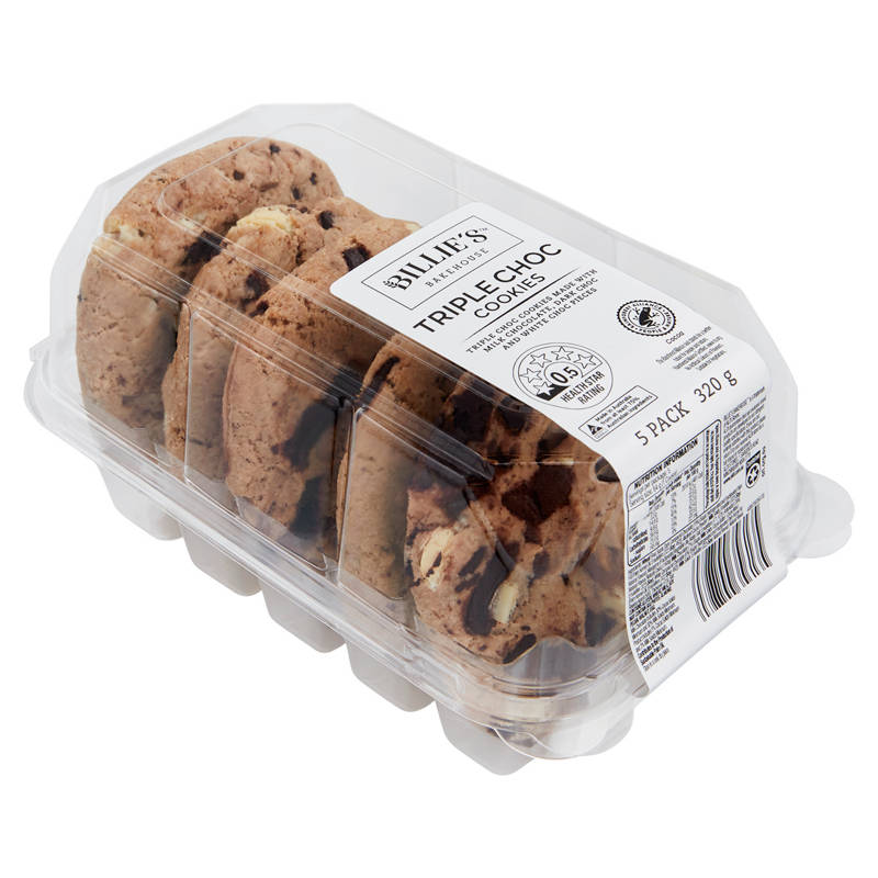 BILLIE'S BAKEHOUSE Triple Choc Cookies 5 Pack 320g
