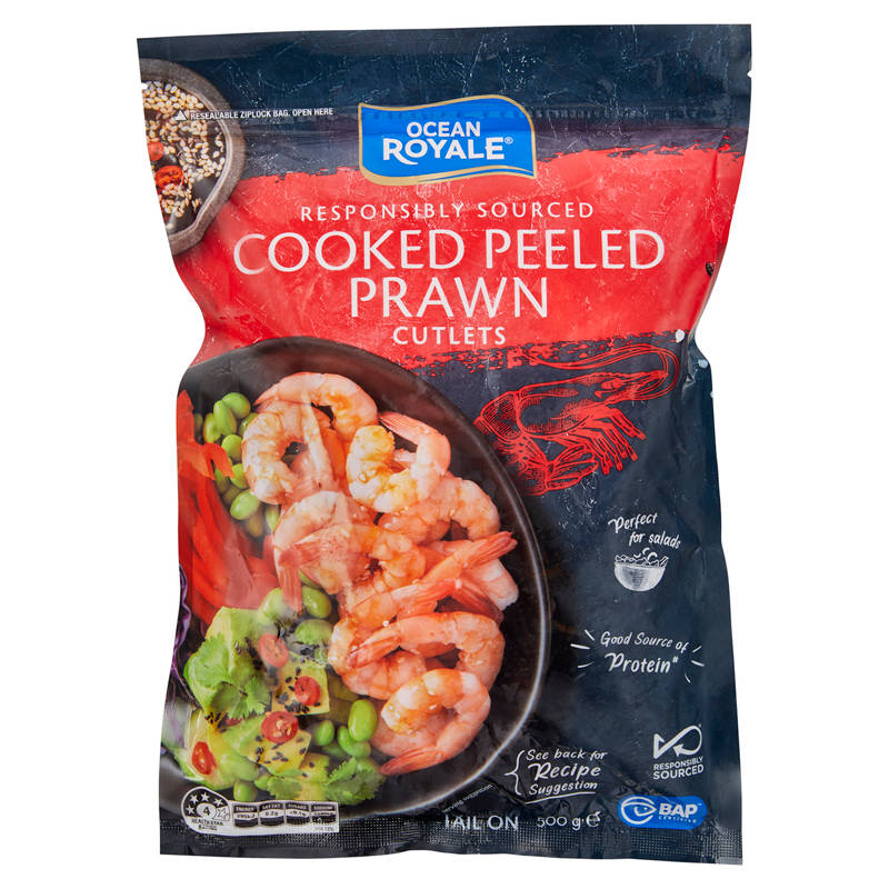 OCEAN ROYALE Cooked Peeled Prawn Cutlets 500g