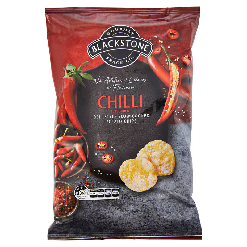 BLACKSTONE GOURMET SNACK CO. Chilli Flavoured Deli Style Potato Chips 175g