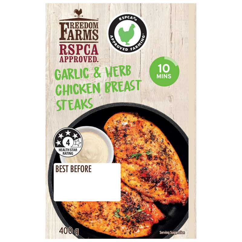 RSPCA Approved Chicken Breast Steaks Garlic & Herb 400g