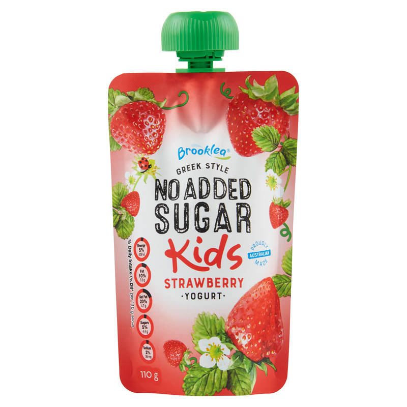 BROOKLEA No Added Sugar Strawberry Yogurt Pouch 110g
