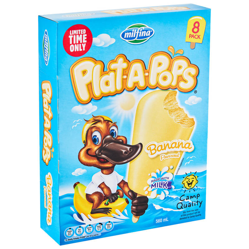 Plat-A-Pops Banana 8 Pack 560ml
