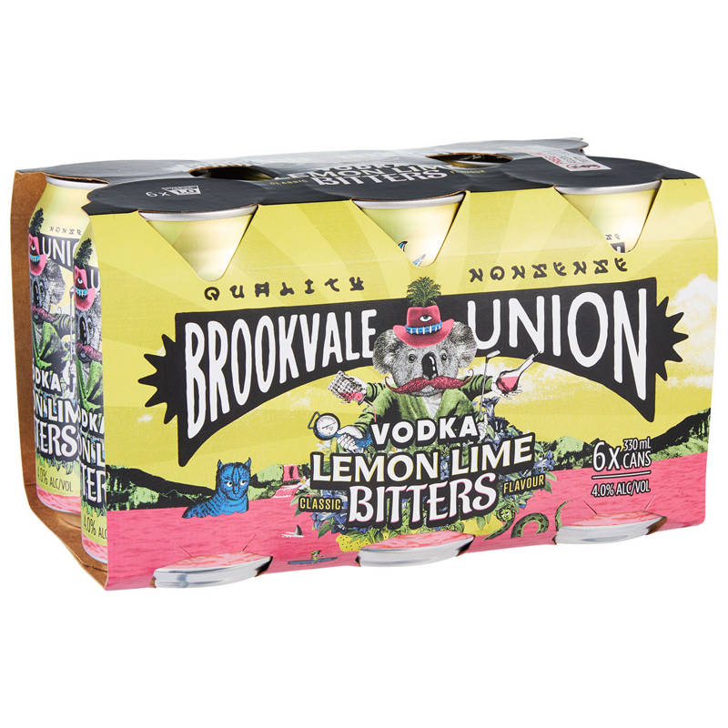 BROOKVALE UNION Vodka Lemon Lime Bitters 6 Pack