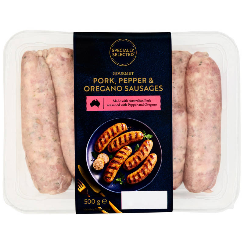 Pork, Pepper and Oregano Gourmet Sausages 500g