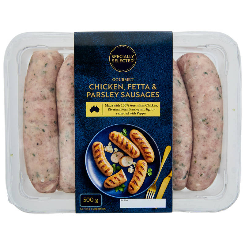 SPECIALLY SELECTED Chicken, Fetta & Parsley Sausages 500g