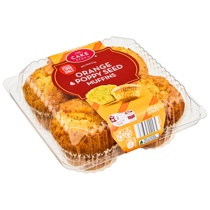 Orange & Poppyseed Muffins 4 Pack 420g