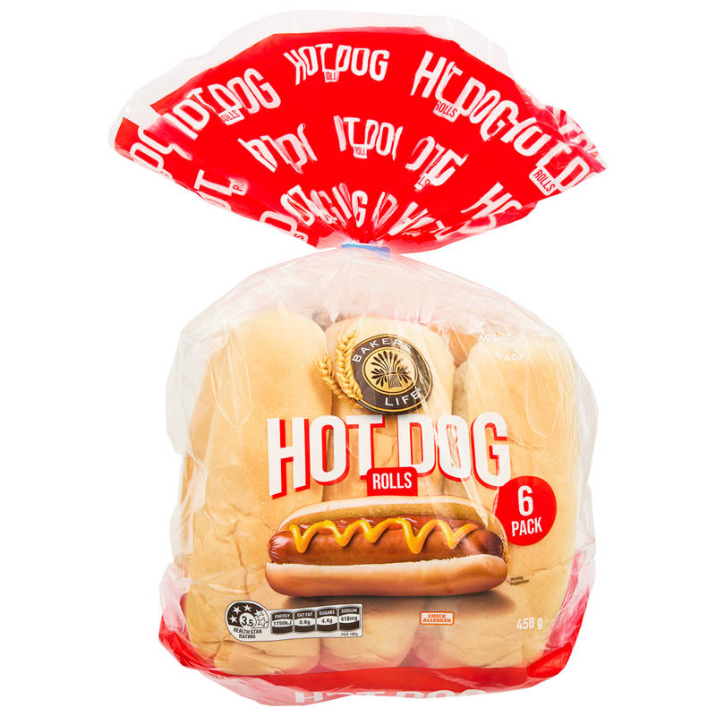 Hot Dog Rolls 6 Pack 450g