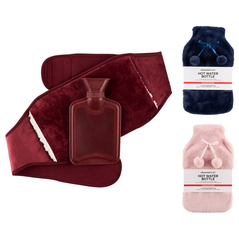 ESSENTIAL HEALTH Hot Water Bottle with Cover or Body Wrap