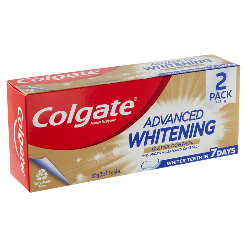 COLGATE Advanced Whitening Tartar Control Toothpaste 2 Pack 115g