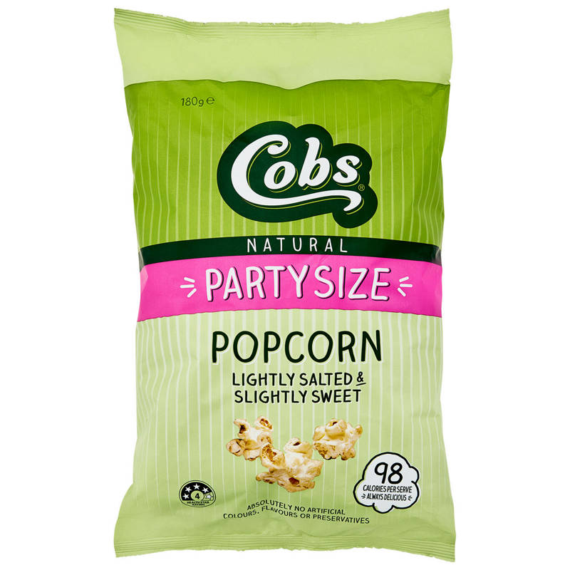 COBS Natural Popcorn Lightly Salted Slightly Sweet 180g