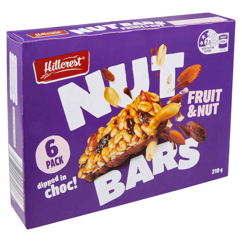 HILLCREST Fruit & Nut Bars 6 Pack 210g
