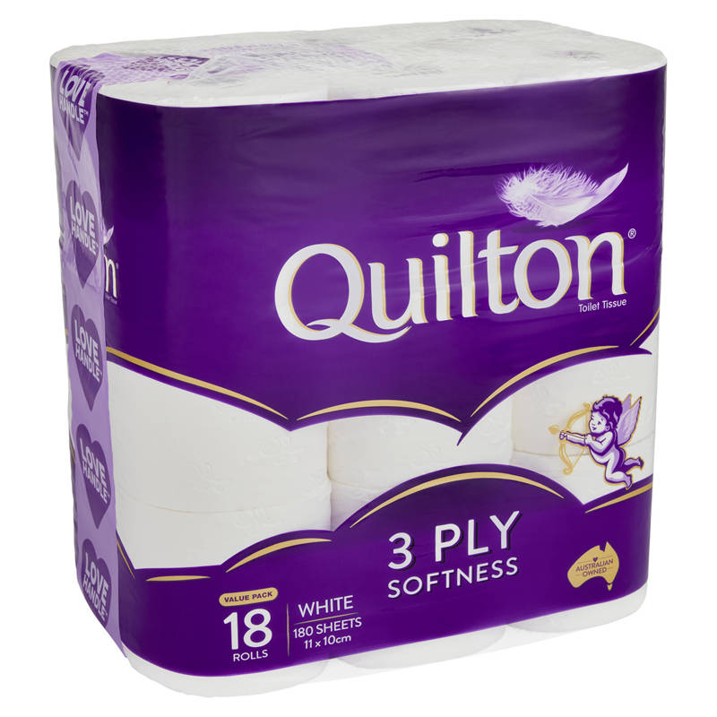 QUILTON 3 Ply White Toilet Tissue 18 Pack