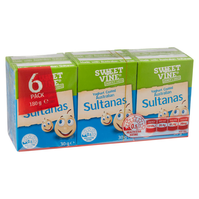 SWEET VINE Yoghurt Coated Sultanas 6 Snack Pack