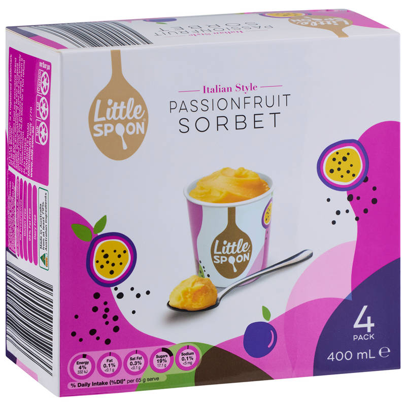 LITTLE SPOON Passionfruit Sorbet 4 Pack 400ml