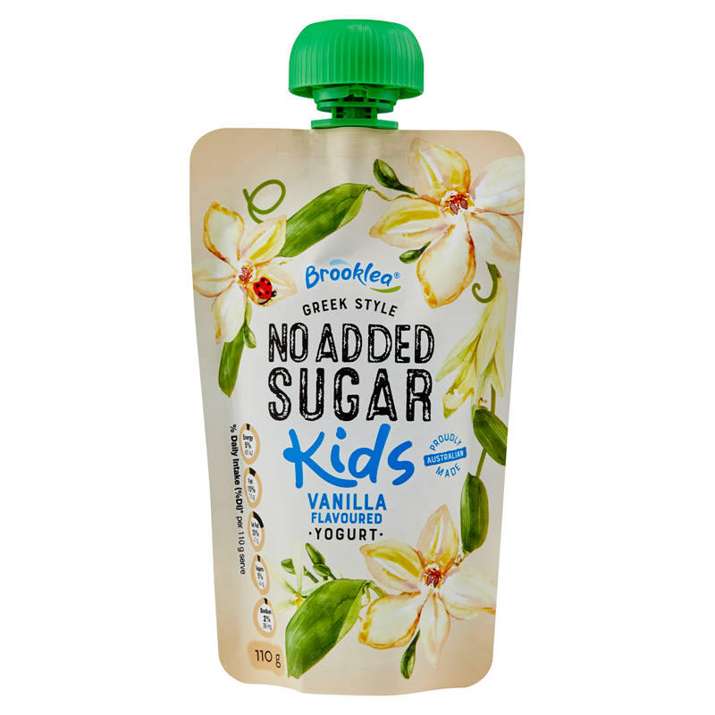 BROOKLEA No Added Sugar Vanilla Yogurt Pouch 110g