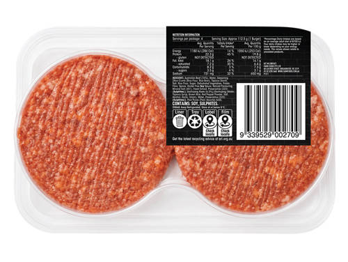 Front shot 2, Korean BBQ Beef Burgers with Gochujang 450g 4pk